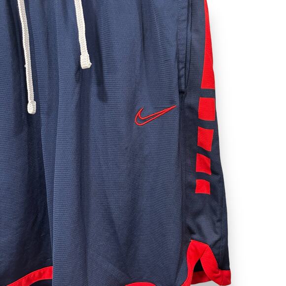 Nike Elite Stripe Basketball Shorts Size Medium Loose Fit Blue Red Dri Fit - Picture 2 of 7